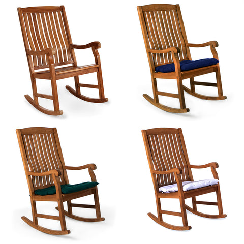 All Things Cedar Teak Rocking Chair (TR22) — Order now, the fire is waiting!