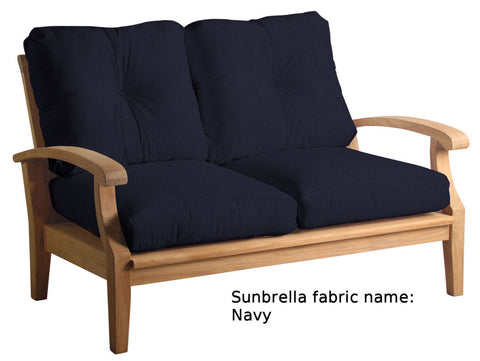 Douglas Nance Cayman Deep Seating Teak Loveseat with Sunbrella Cushions - [price] | The Adirondack Market
