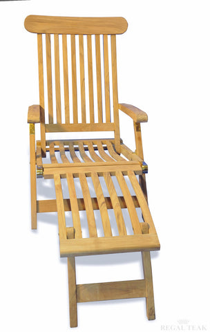 Regal Teak Five-Position Teak Folding Steamer Chair - [price] | The Adirondack Market