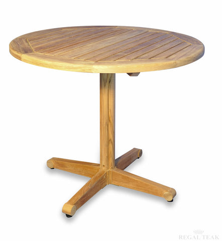 Regal Teak 36-Inch Round Pedestal-Style Teak Table - [price] | The Adirondack Market