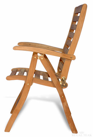 Regal Teak Portsmouth Teak Folding Reclining Chairs with Arms – Set of Two Chairs - [price] | The Adirondack Market