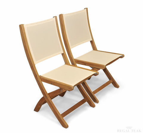 Regal Teak Providence Sling-Styled Teak Chair, No Arms – Set of Two Chairs - [price] | The Adirondack Market