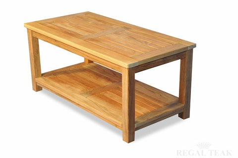 Regal Teak Indonesian Teak Coffee Table with Shelf — Call 970-235-1495 for lead time