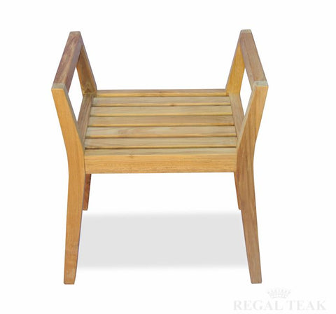 Regal Teak Shower Bench/Chair with Arms - [price] | The Adirondack Market